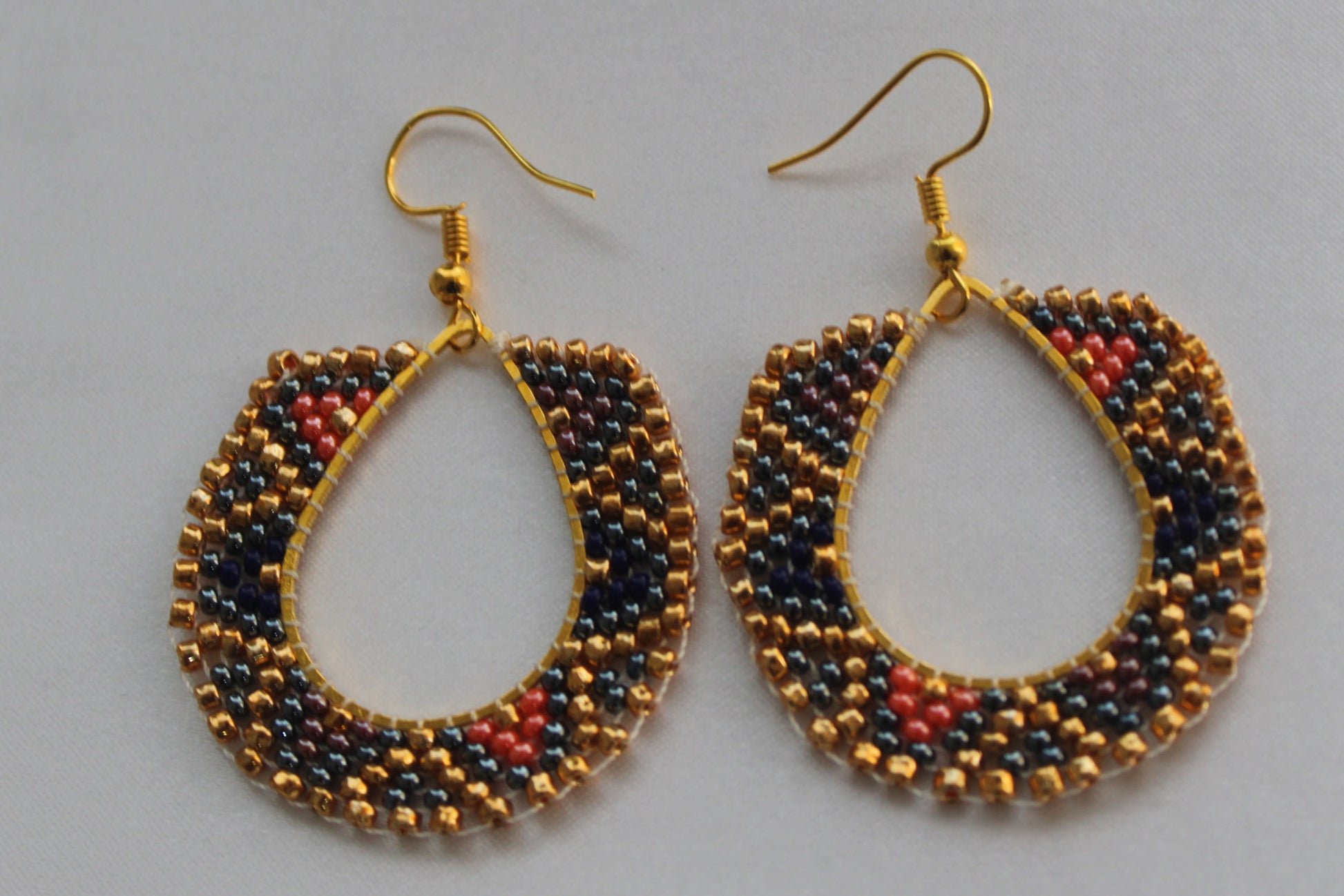 Handmade Multicolor Beaded Teardrop Earrings