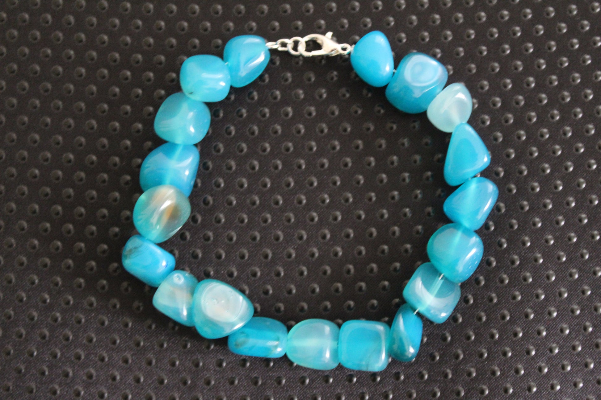 Sky Blue Agate Bead Bracelet 