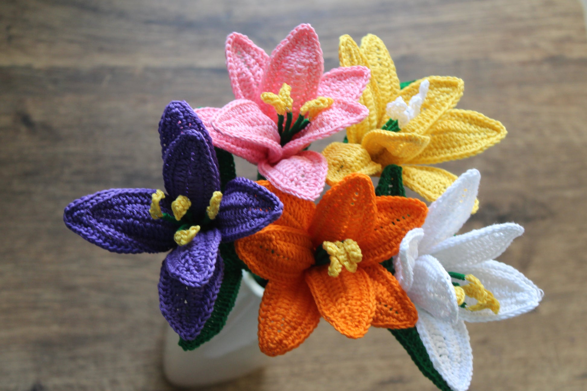 Handmade Crochet Lily Flower Bouquet