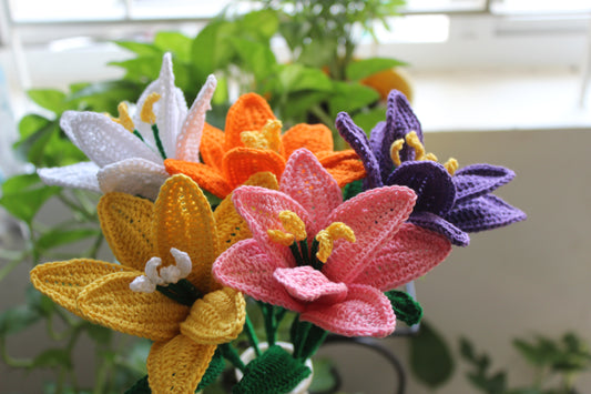 Handmade Crochet Lily Flower Bouquet