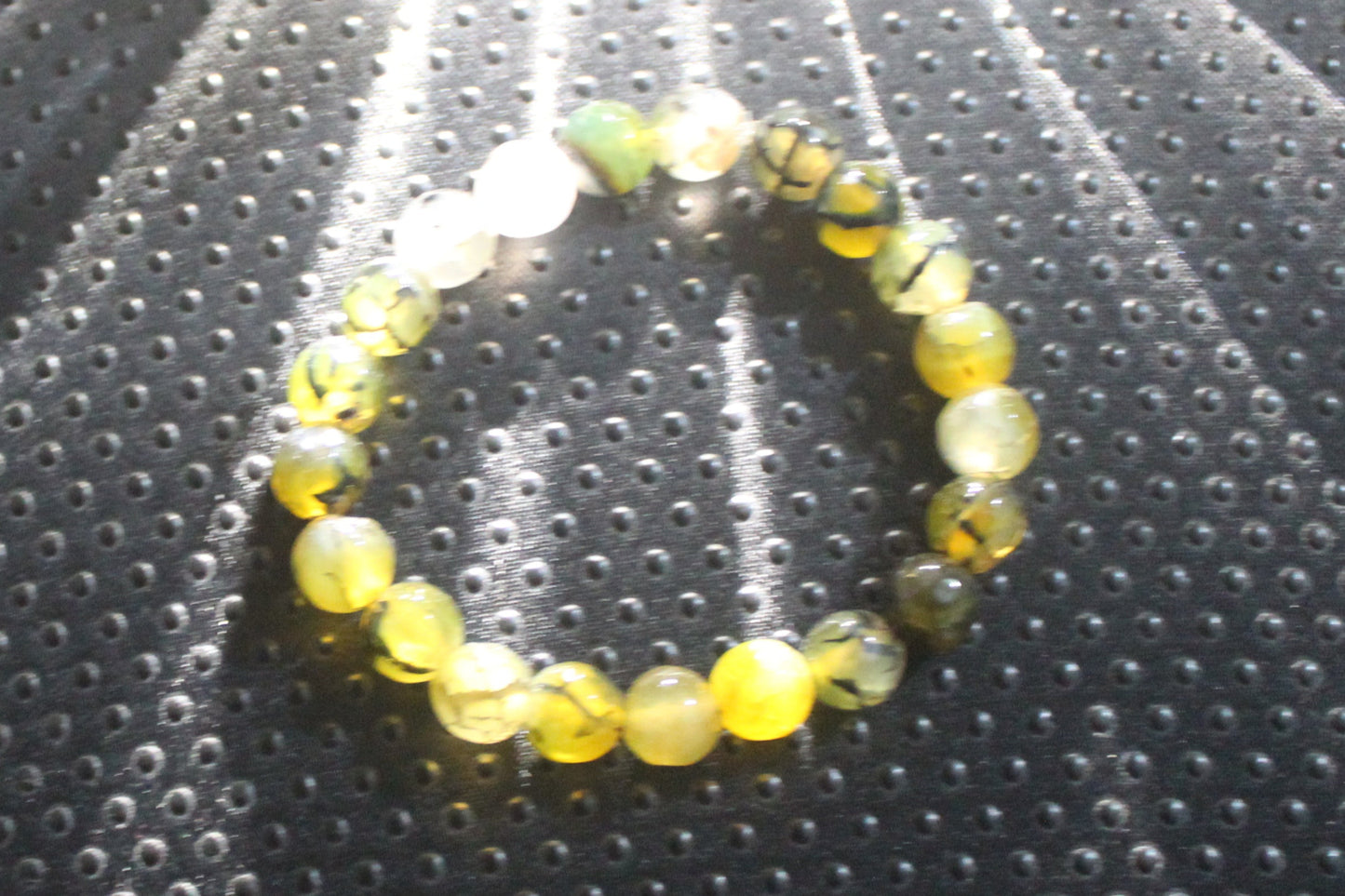 Yellow Onyx Beaded Bracelet – Handmade Natural Stone Stretch Bracelet
