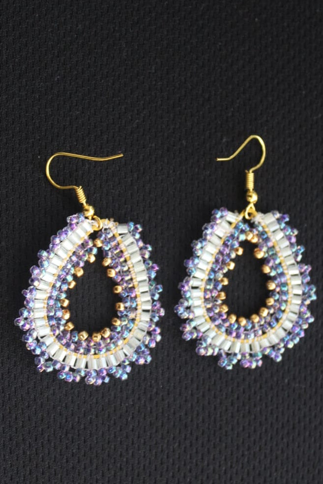 Lavender Crystal Teardrop Beaded Earrings